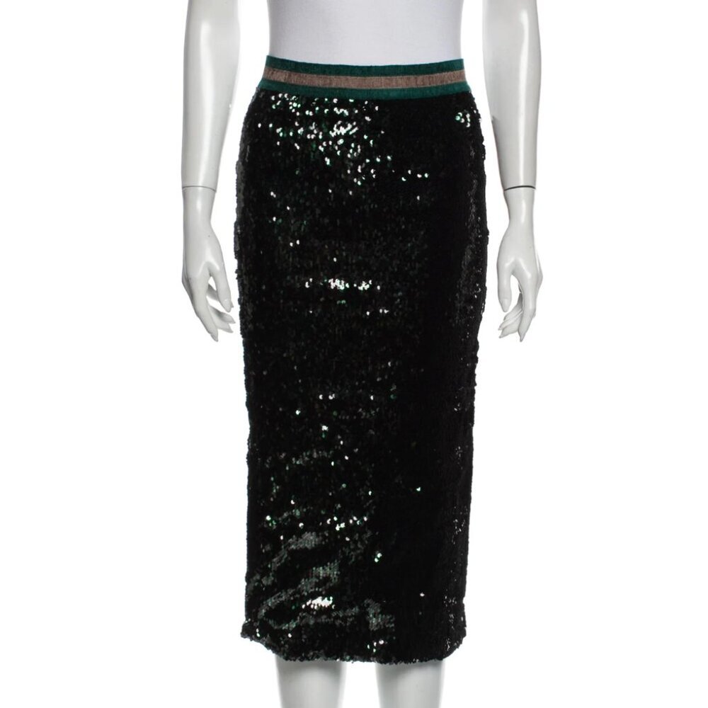 Le Superbe LIZA dark green sequin skirt sz M DARK SEAWEED - Picture 2 of 8